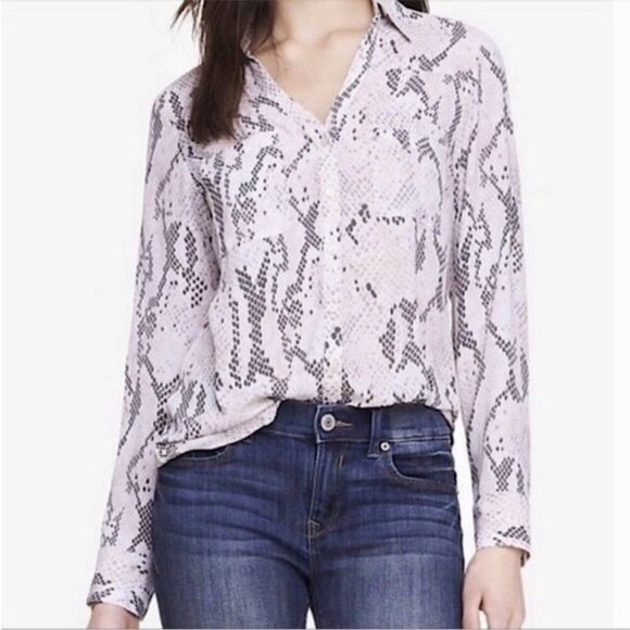 Express Snake Print Button-Up Shirt Size Medium - Picture 1 of 9